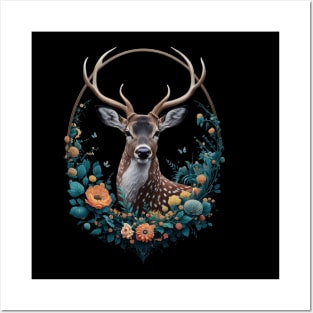 Cottagecore Floral Deer Aesthetic Posters and Art